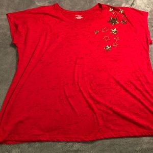 Lane Bryant Gold Star Sequin Tee NWOT.